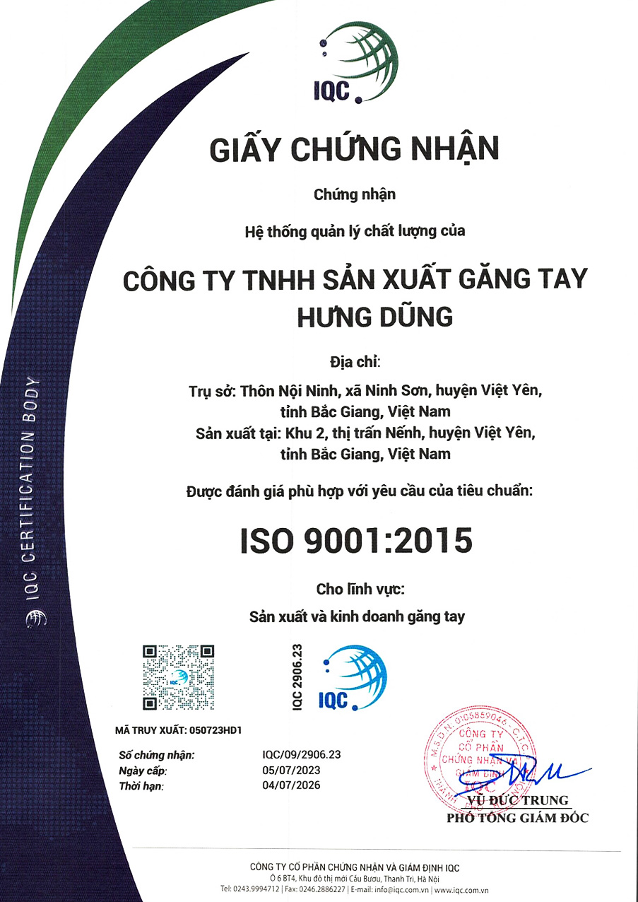 CÔNG TY TNHH SẢN XUẤT GĂNG TAY HƯNG DŨNG