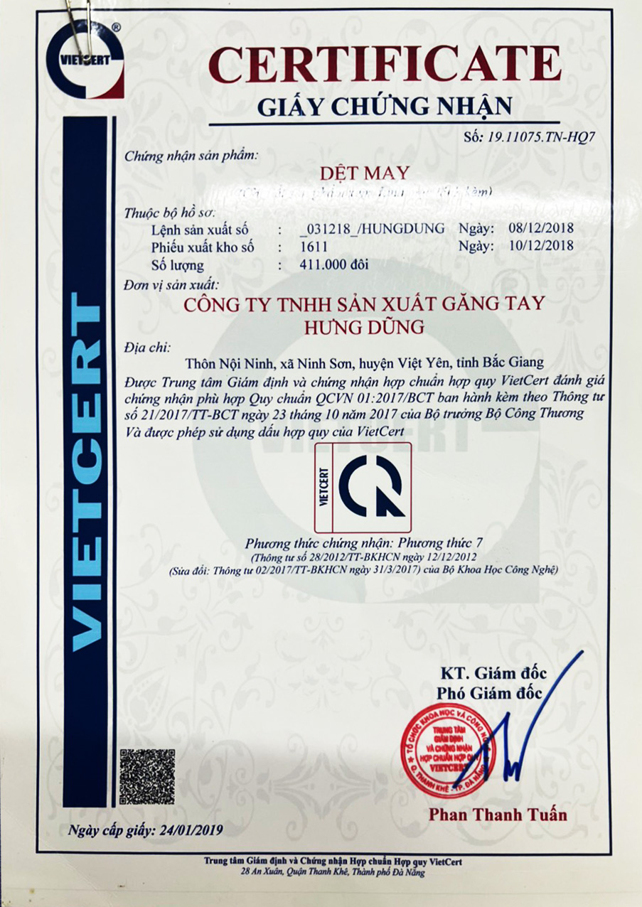 CÔNG TY TNHH SẢN XUẤT GĂNG TAY HƯNG DŨNG