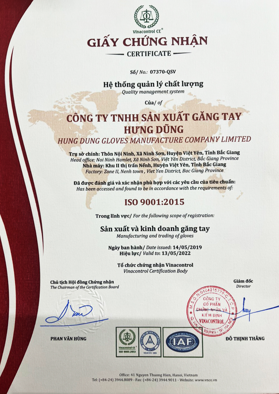 CÔNG TY TNHH SẢN XUẤT GĂNG TAY HƯNG DŨNG